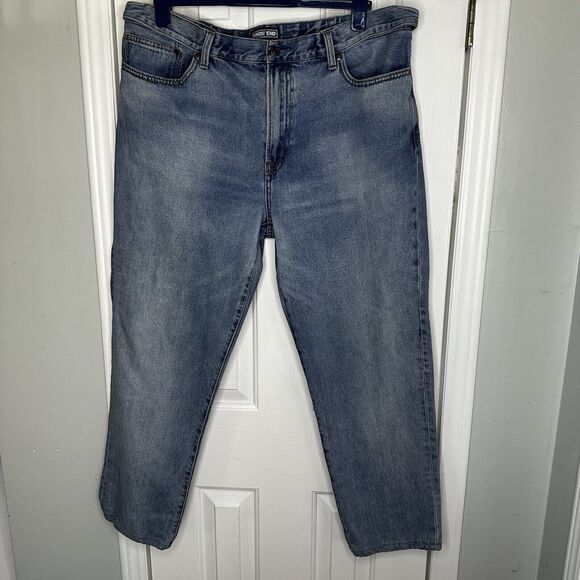 Lands End Mens Jeans Size 40 28 Traditional Fit Expandable Flex Waist Blue Denim - Picture 1 of 9